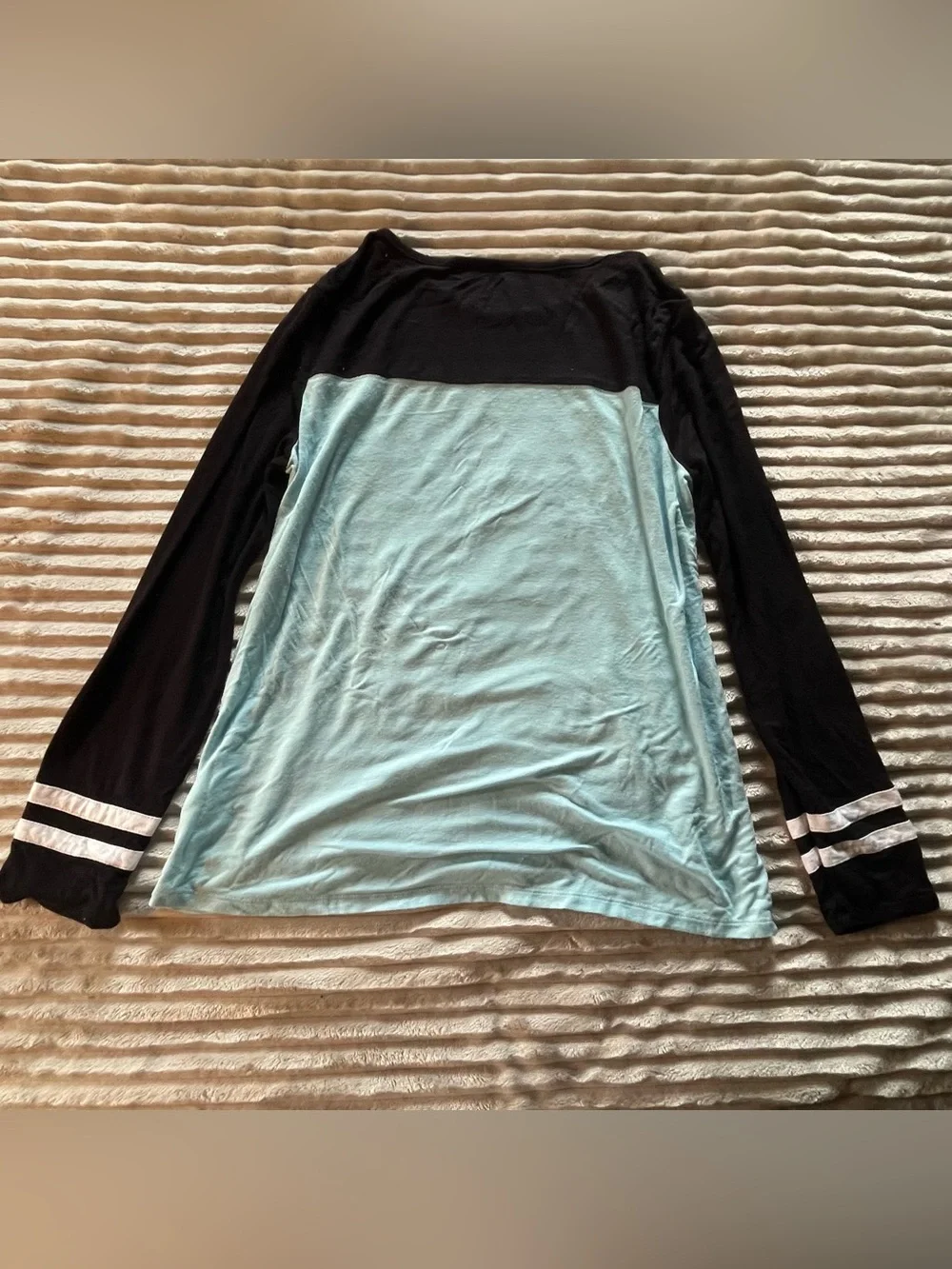 Justice Active Light Blue & Black Raglan Long Sleeve Top ♡